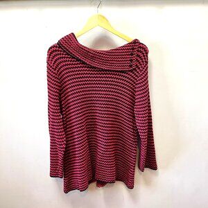 Habitat Womens Red & Black Knit Cotton Long Sleeve Top‎ Size L